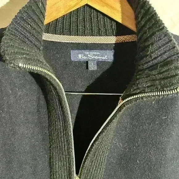 The Original Ben Sherman Men's Black Wool Blend Zip Up Sweater Jacket Size M - Picture 3 of 12